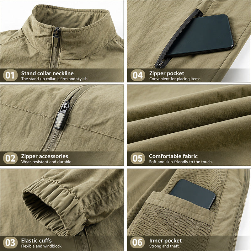 Men's Lightweight Stand-Collar Zip Jacket