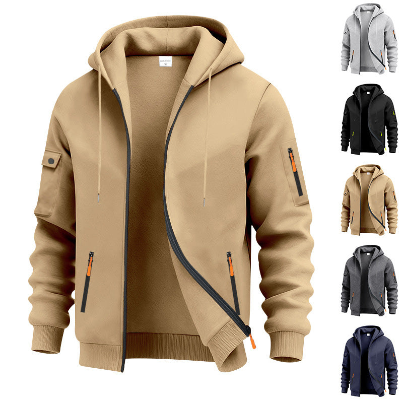 Men's Brushed Fleece Full-Zip Hoodie — Midweight Soft Layer with Zip Pockets