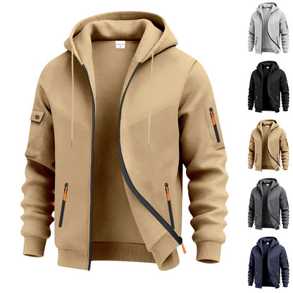 Men's Brushed Fleece Full-Zip Hoodie — Midweight Soft Layer with Zip Pockets