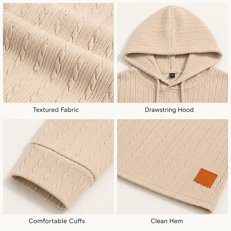 Men's Textured Lightweight Hoodie – Breathable Casual Long Sleeve