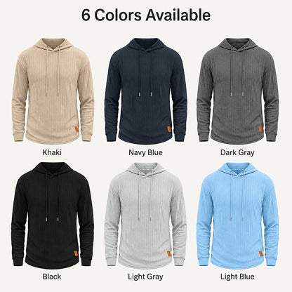 Men's Textured Lightweight Hoodie – Breathable Casual Long Sleeve