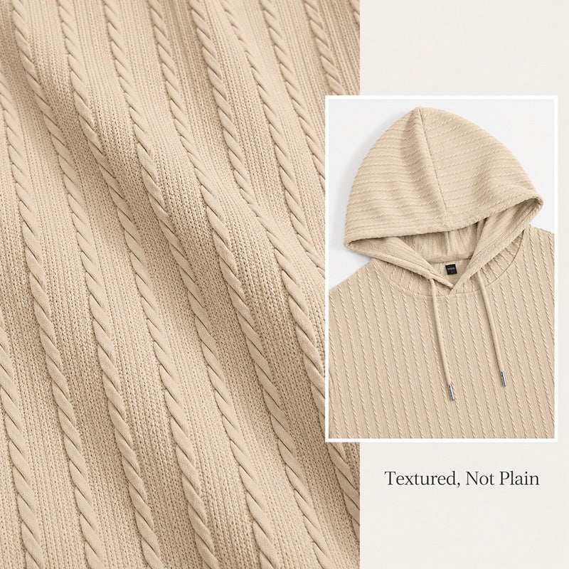 Men's Textured Lightweight Hoodie – Breathable Casual Long Sleeve