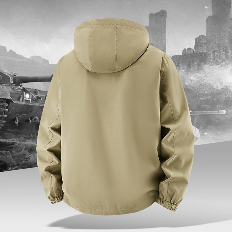 Men’s Lightweight Hooded Utility Jacket-Detachable Hood & Multi-Pocket Design