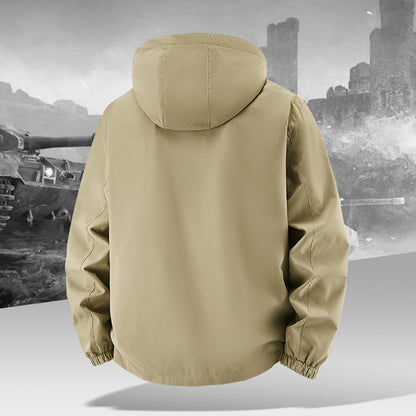 Men’s Lightweight Hooded Utility Jacket-Detachable Hood & Multi-Pocket Design