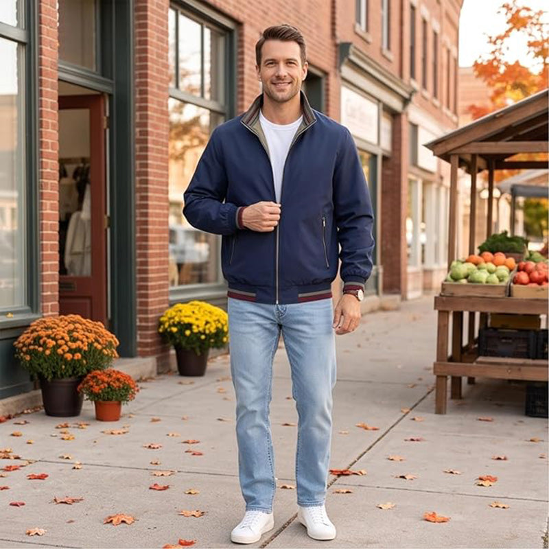 Men's Reversible Lightweight Stand-Collar Jacket