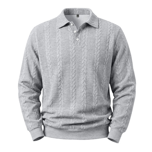 Men's Textured Knit Polo Sweater