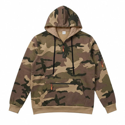 Men's Camo Fleece-Lined Quarter-Zip Hoodie