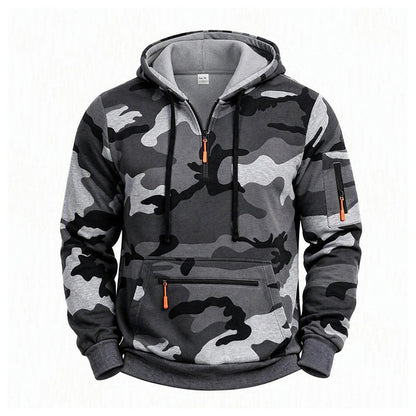 Men's Camo Fleece-Lined Quarter-Zip Hoodie