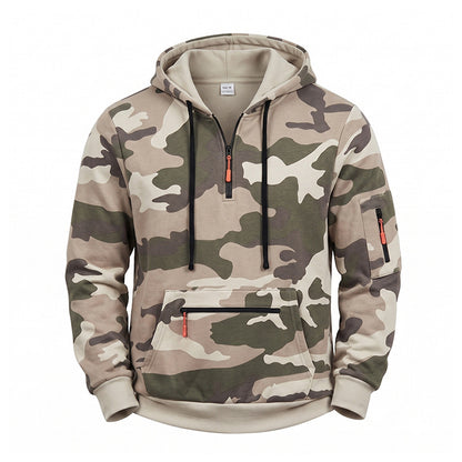 Men's Camo Fleece-Lined Quarter-Zip Hoodie