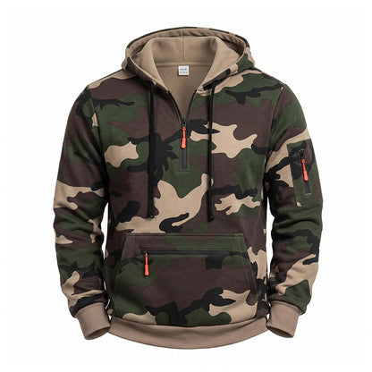 Men's Camo Fleece-Lined Quarter-Zip Hoodie