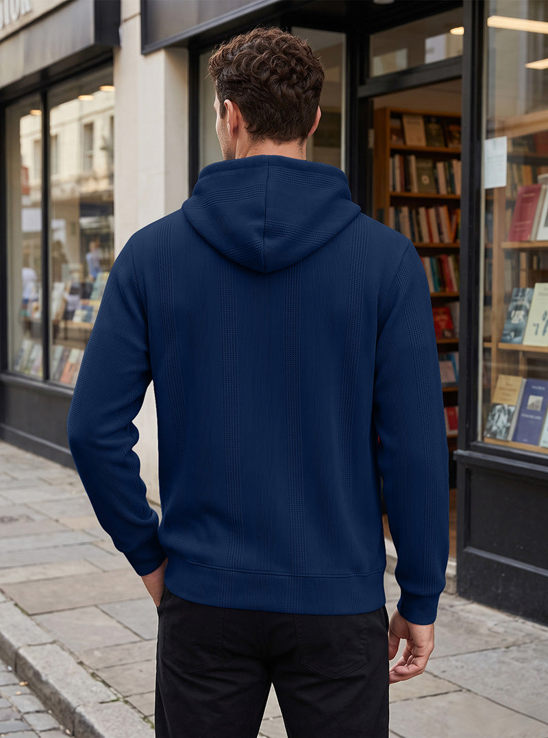Men’s Jacquard Knit Hooded Zip-Up