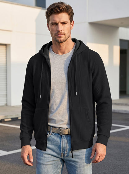Men’s Jacquard Knit Hooded Zip-Up