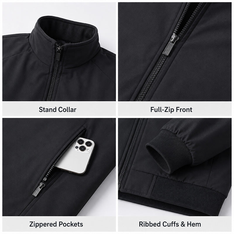 Men's Insulated Stand Collar Jacket – Padded or Fleece Lined