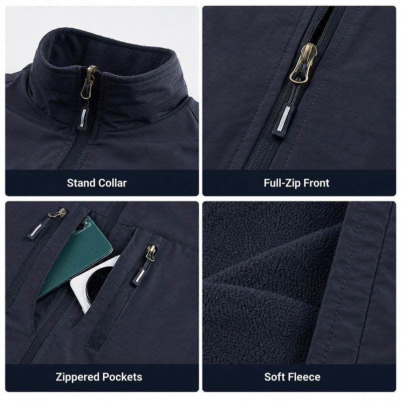 Men’s Reversible Fleece-Lined Utility Vest with 8 Pockets