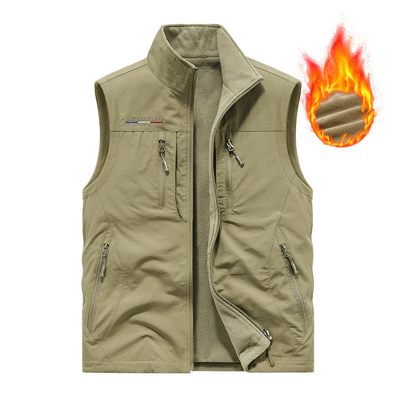 Men's Full-Zip Outdoor Utility Vest – Lightweight & Fleece-Lined