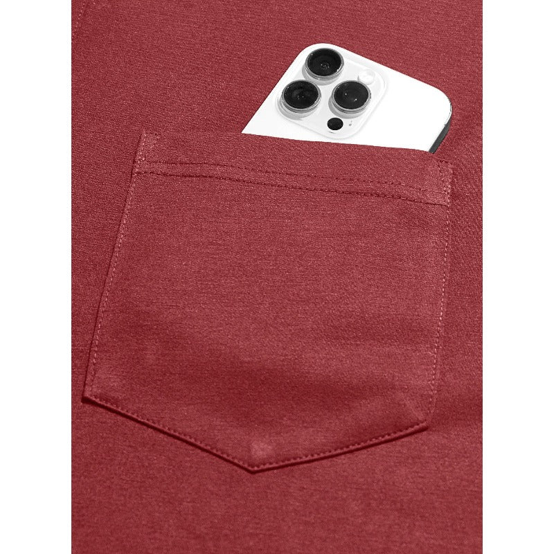 Men's Summer Spring Pocket Polo Shirt, Solid Color Short Sleeve Relaxed Fit Casual Business Top