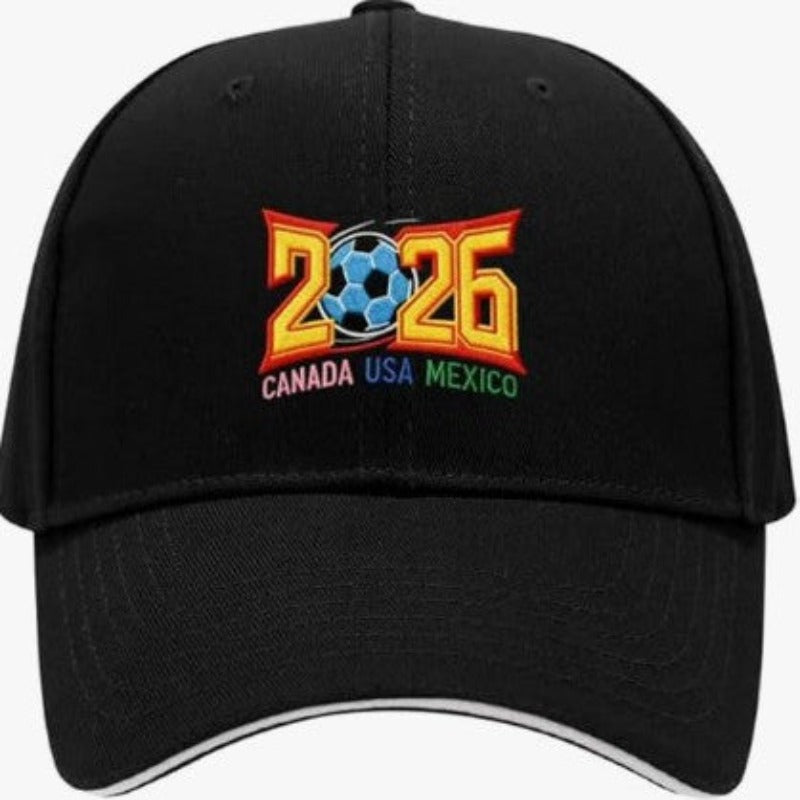 2026 World Cup Embroidered Baseball Cap, Canada USA Mexico Soccer Dad Hat