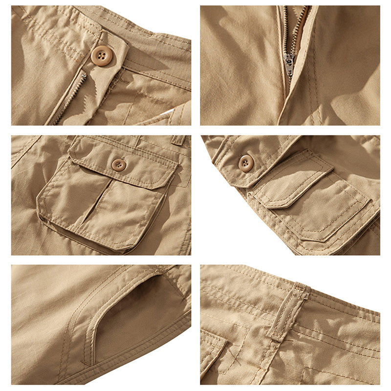 Men’s Pure Cotton Multi-Pocket Cargo Shorts