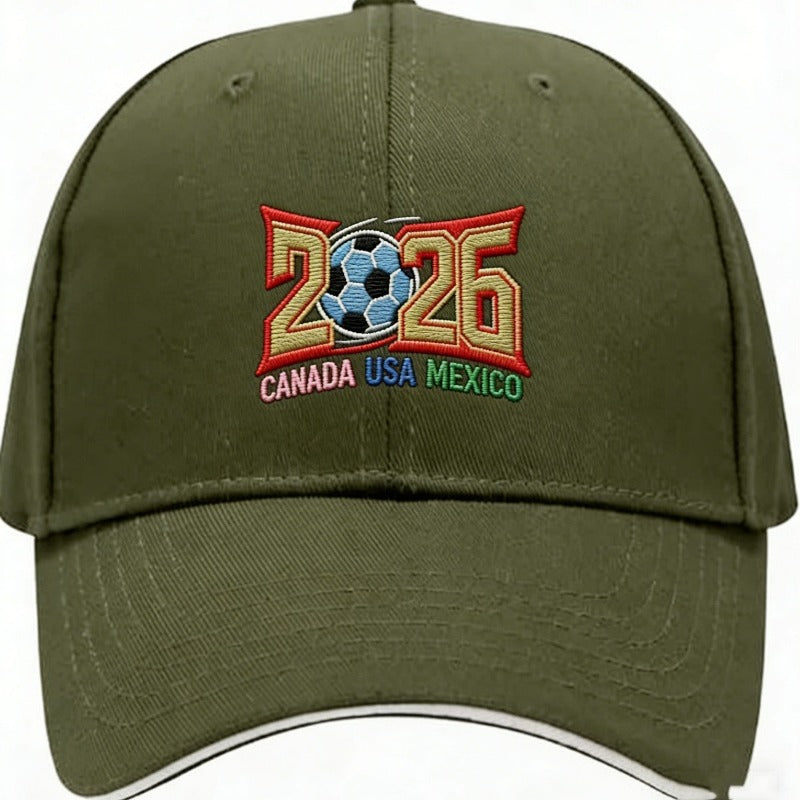 2026 World Cup Embroidered Baseball Cap, Canada USA Mexico Soccer Dad Hat