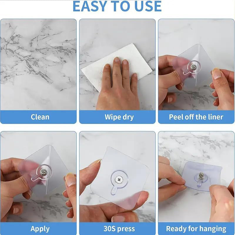Wall Mount Self-Adhesive Hooks for Bathroom & Kitchen (20PCS)