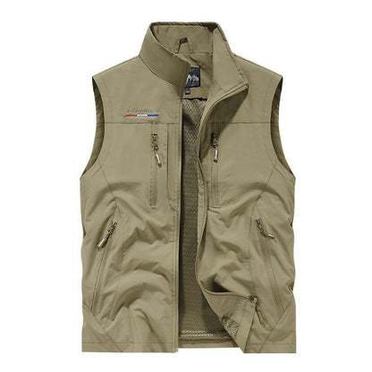 Men's Full Zip Sleeveless Quick Dry Vest, Multi Pockets Outdoor Fishing Golf Vest