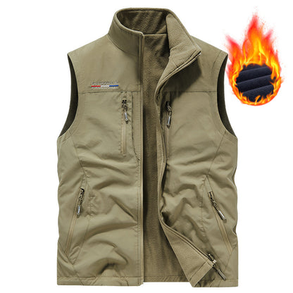 Men's Full Zip Sleeveless Quick Dry Vest, Multi Pockets Outdoor Fishing Golf Vest