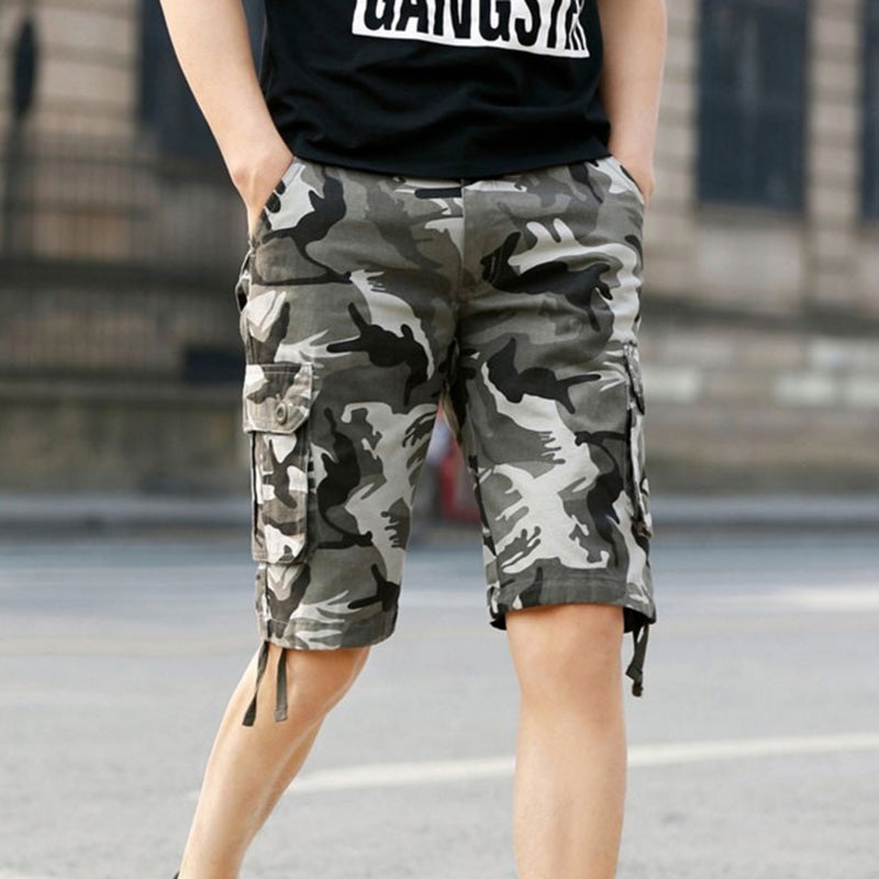 Outdoor Multi-Pocket Camo Cargo Shorts